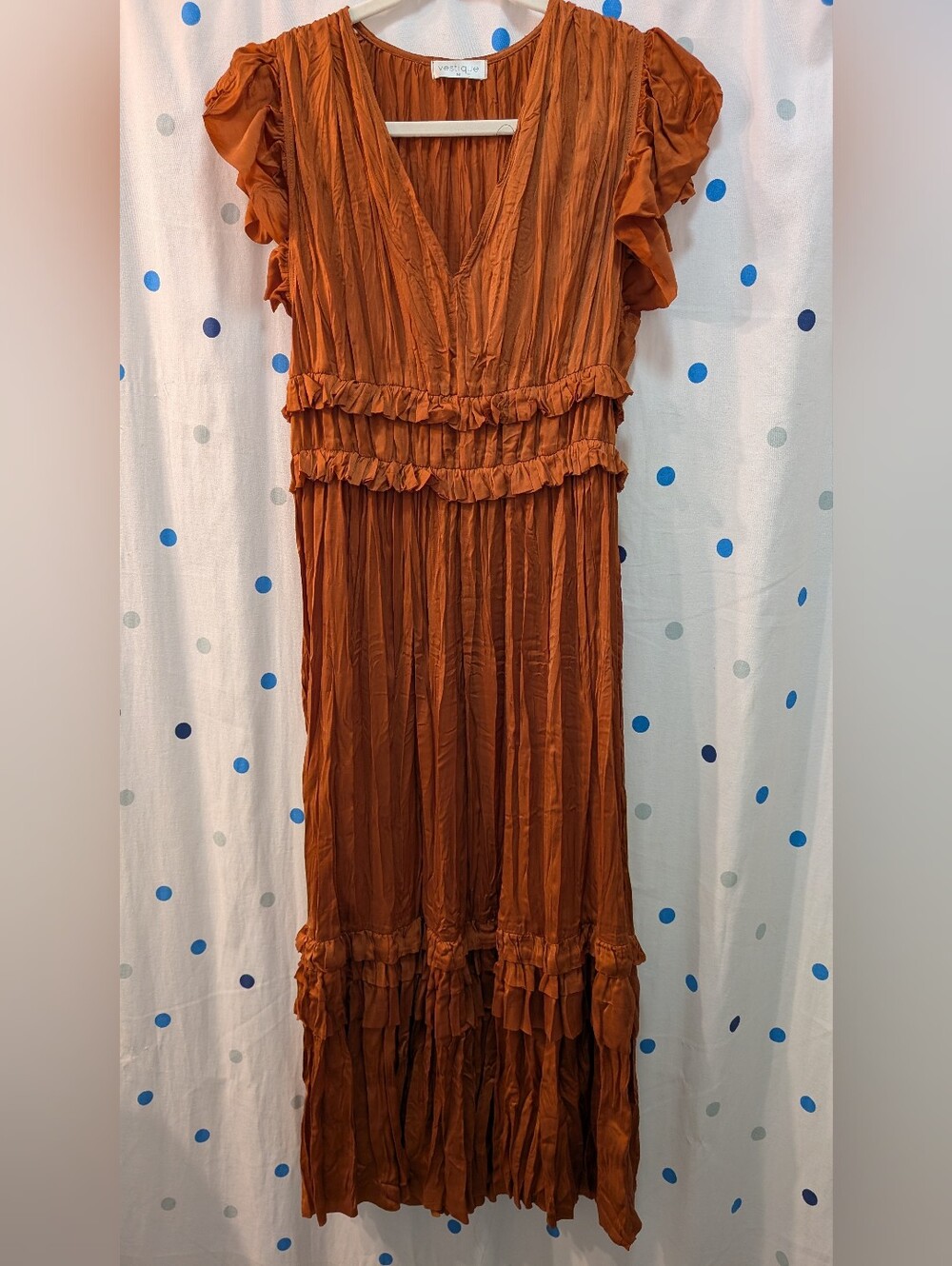 Vestique Rust Colored Ruffle Tiered Dress